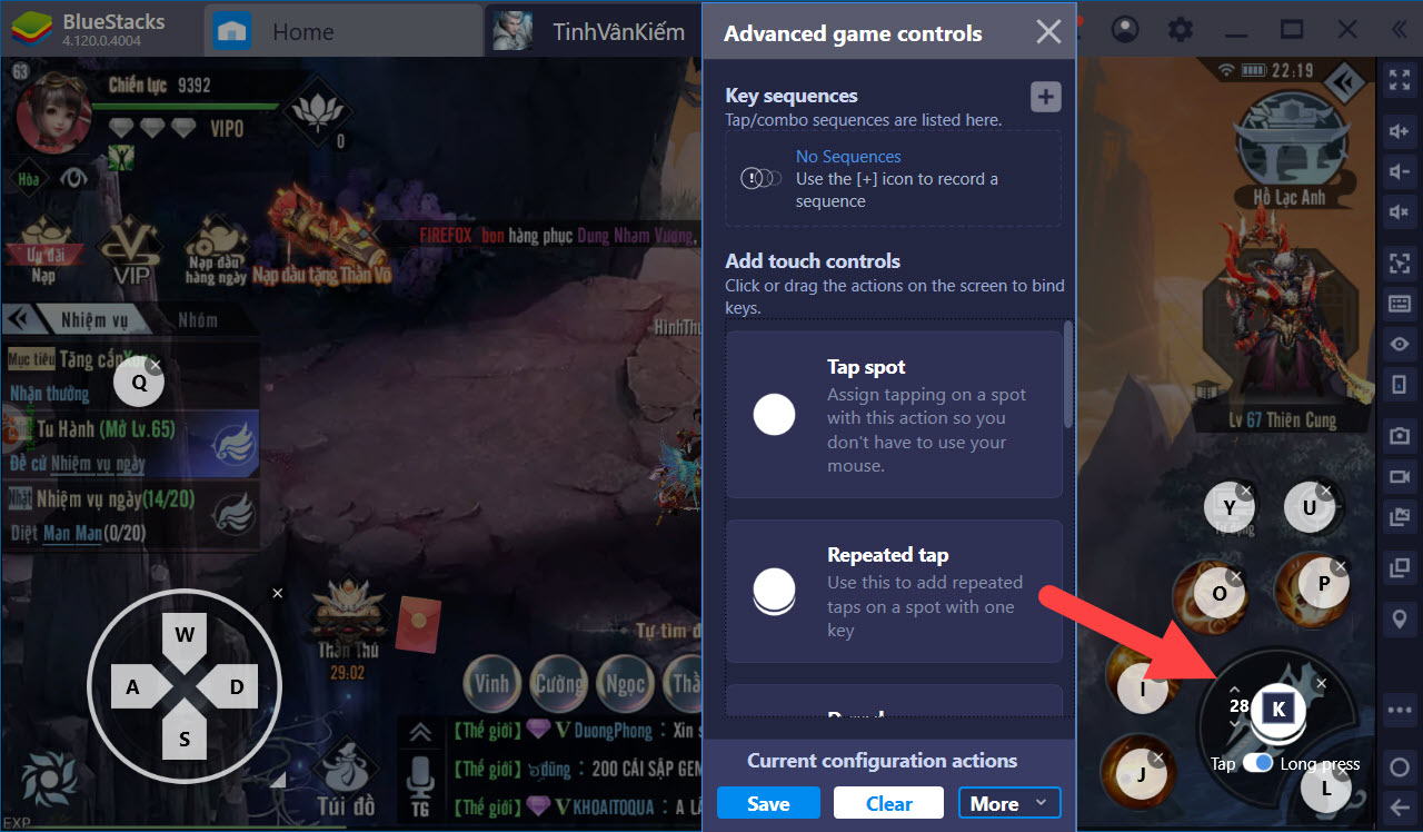 Thiết lập Game Controls, tối ưu PVP khi chơi Tinh Vân Kiếm