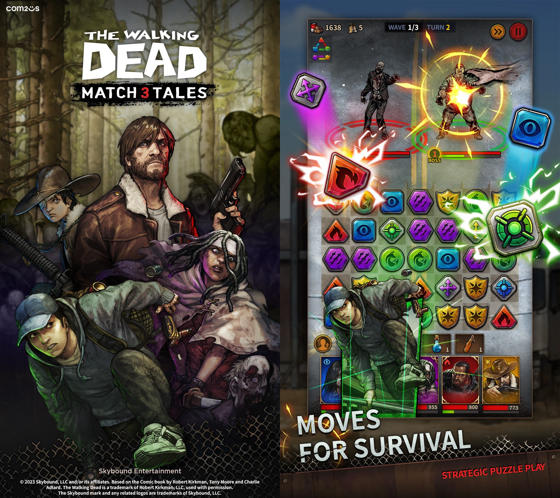 Chơi The Walking Dead Match 3 trên PC cùng BlueStacks: Giải đố “match-3” trong bối cảnh tận thế zombie