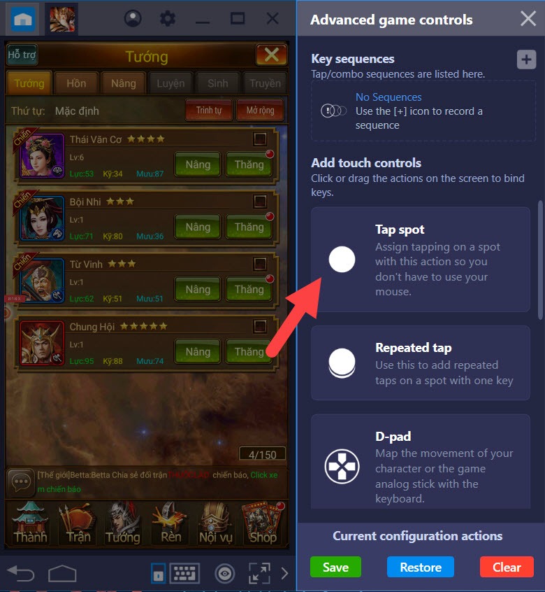 Hướng dẫn thiết lập Game Controls khi chơi Vua Tam Quốc bằng BlueStacks