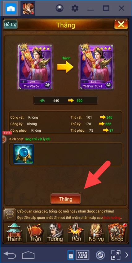 Cách thăng cấp tướng, nâng cấp vật phẩm trong Vua Tam Quốc