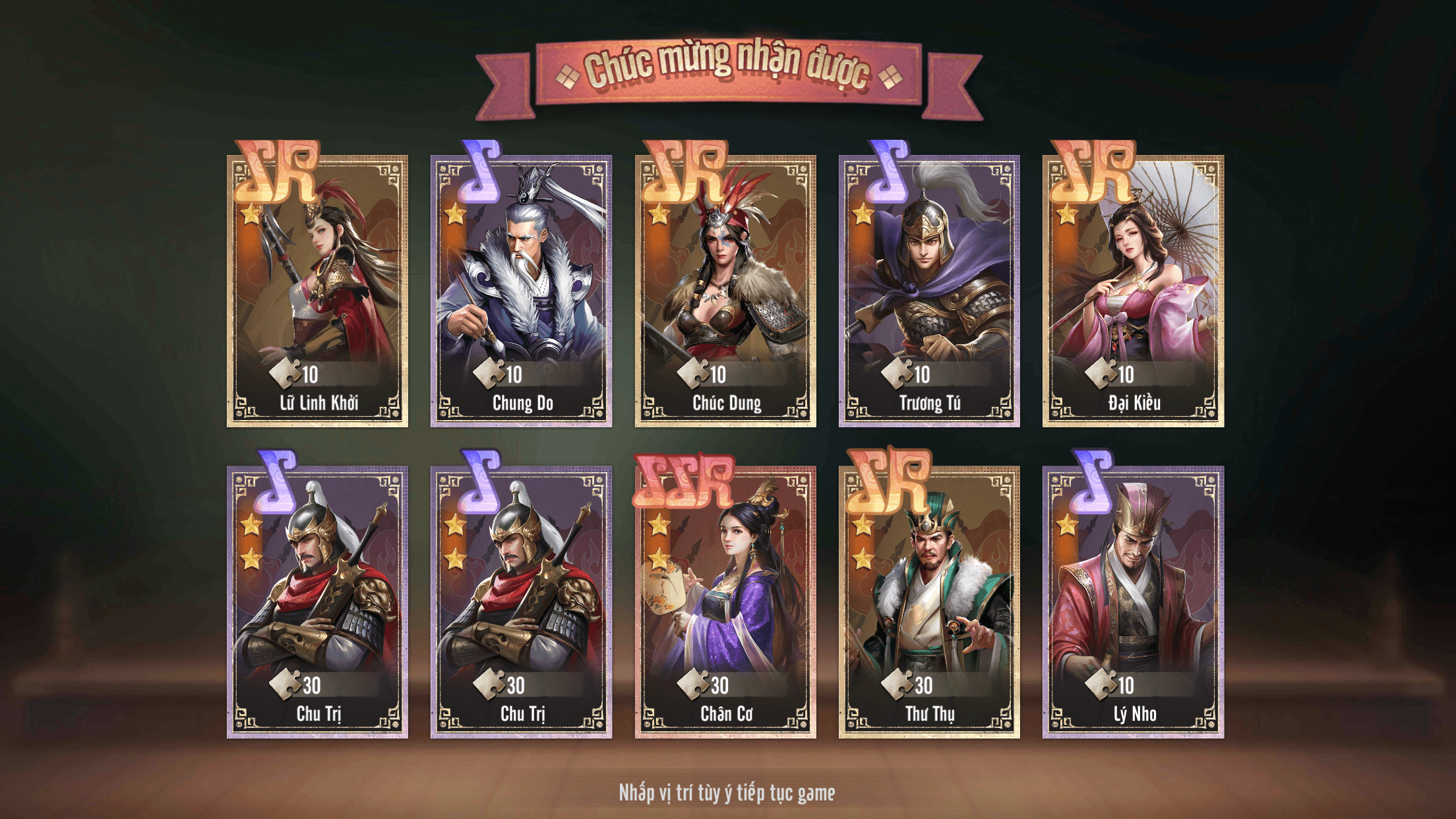 Vương Giả Thiên Hạ: Các loại tướng lĩnh trong game