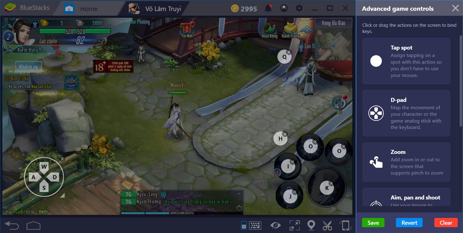 Hướng dẫn thiết lập Game controls khi chơi Võ Lâm Truyền Kỳ Mobile với BlueStacks 4