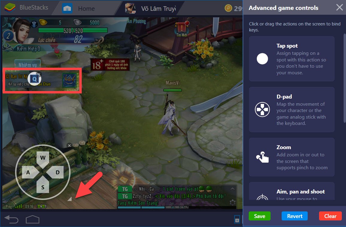 Hướng dẫn thiết lập Game controls khi chơi Võ Lâm Truyền Kỳ Mobile với BlueStacks 4