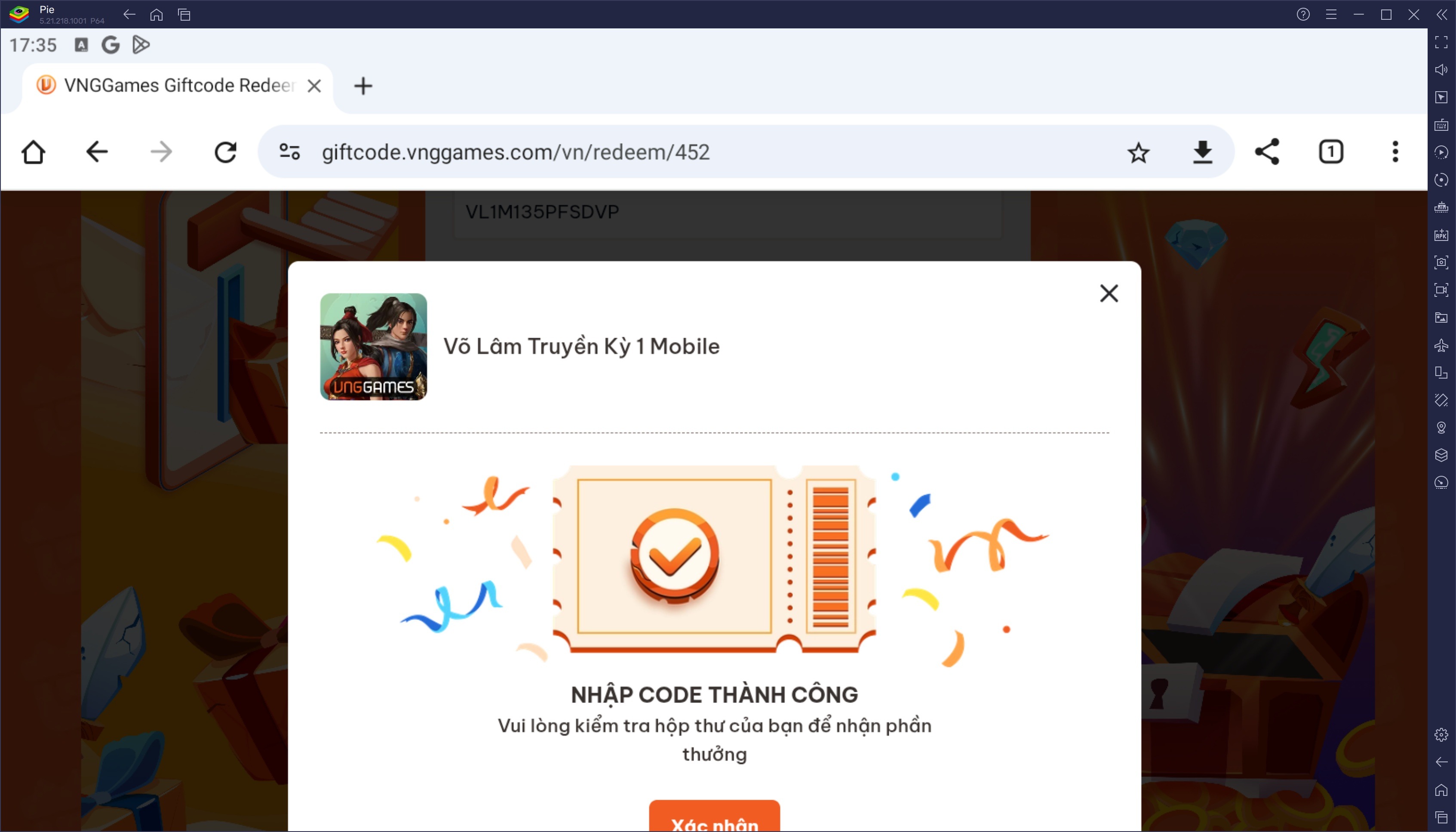 Nhập giftcode lấy quà khi chơi Võ Lâm Truyền Kỳ 1 Mobile trên PC với BlueStacks