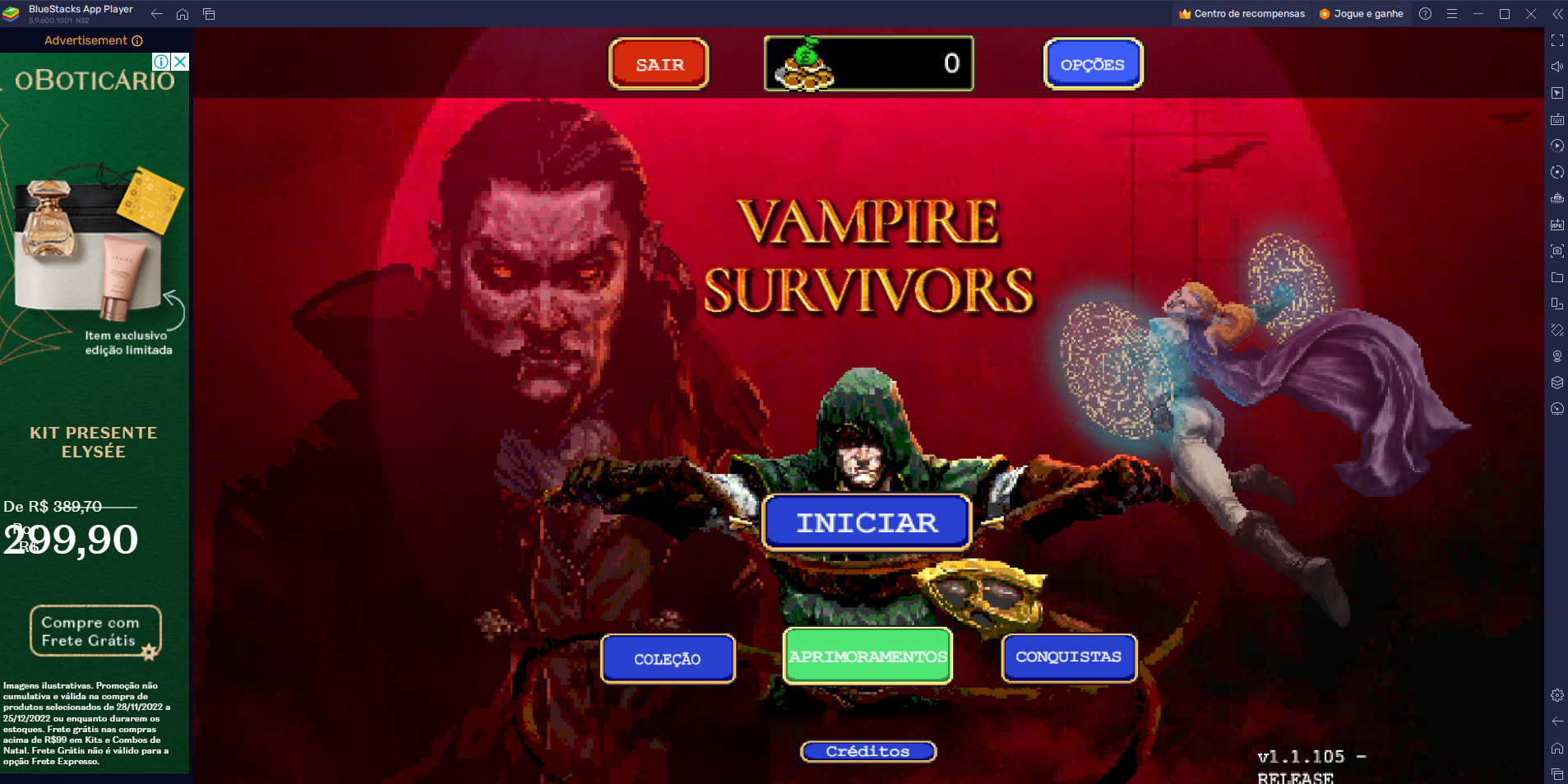 Vampire Survivors no PC com o BlueStacks: como colocar o jogo no modo paisagem e jogar com o controle