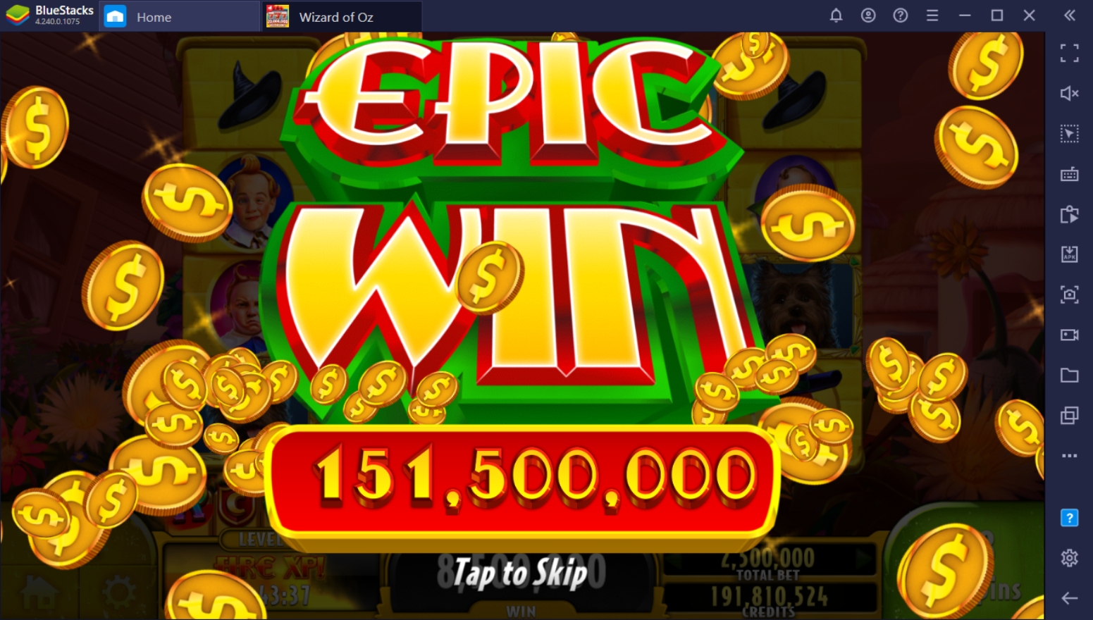 wizard of oz slot machine big win